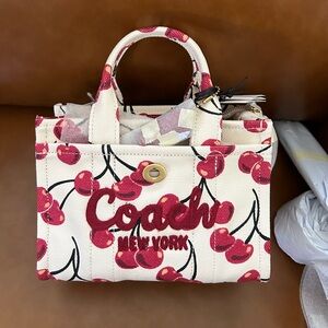 Coach Cargo Cherry Print Canvas Tote Bag 20